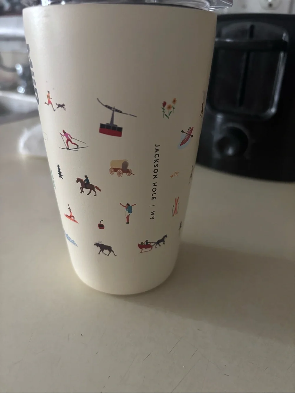 Snake River Roasting Co. Cream Travel Tumbler Jackson Hole